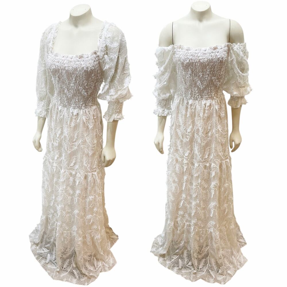Baltic Born Paloma Smocked Feather Maxi Dress XL